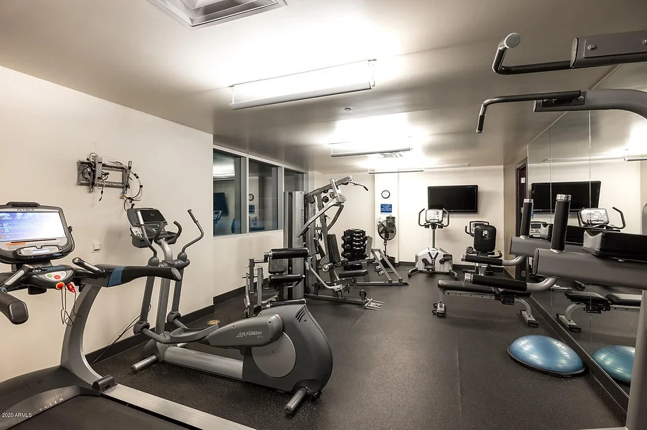Fitness center with modern equipment at Bridgeview