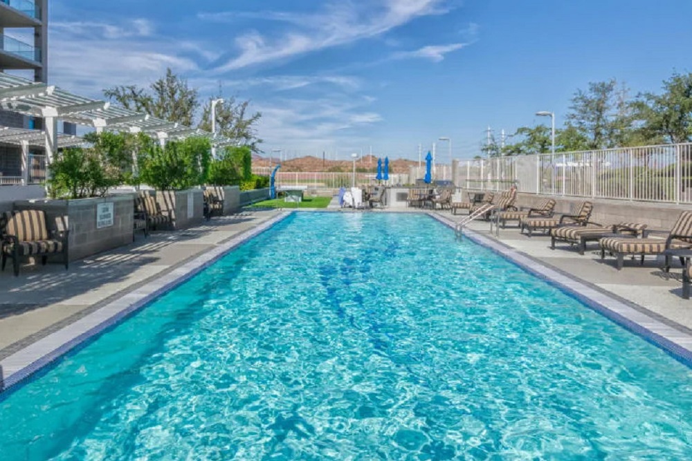 Bridgeview amenities including heated pool, fitness center, and outdoor spaces