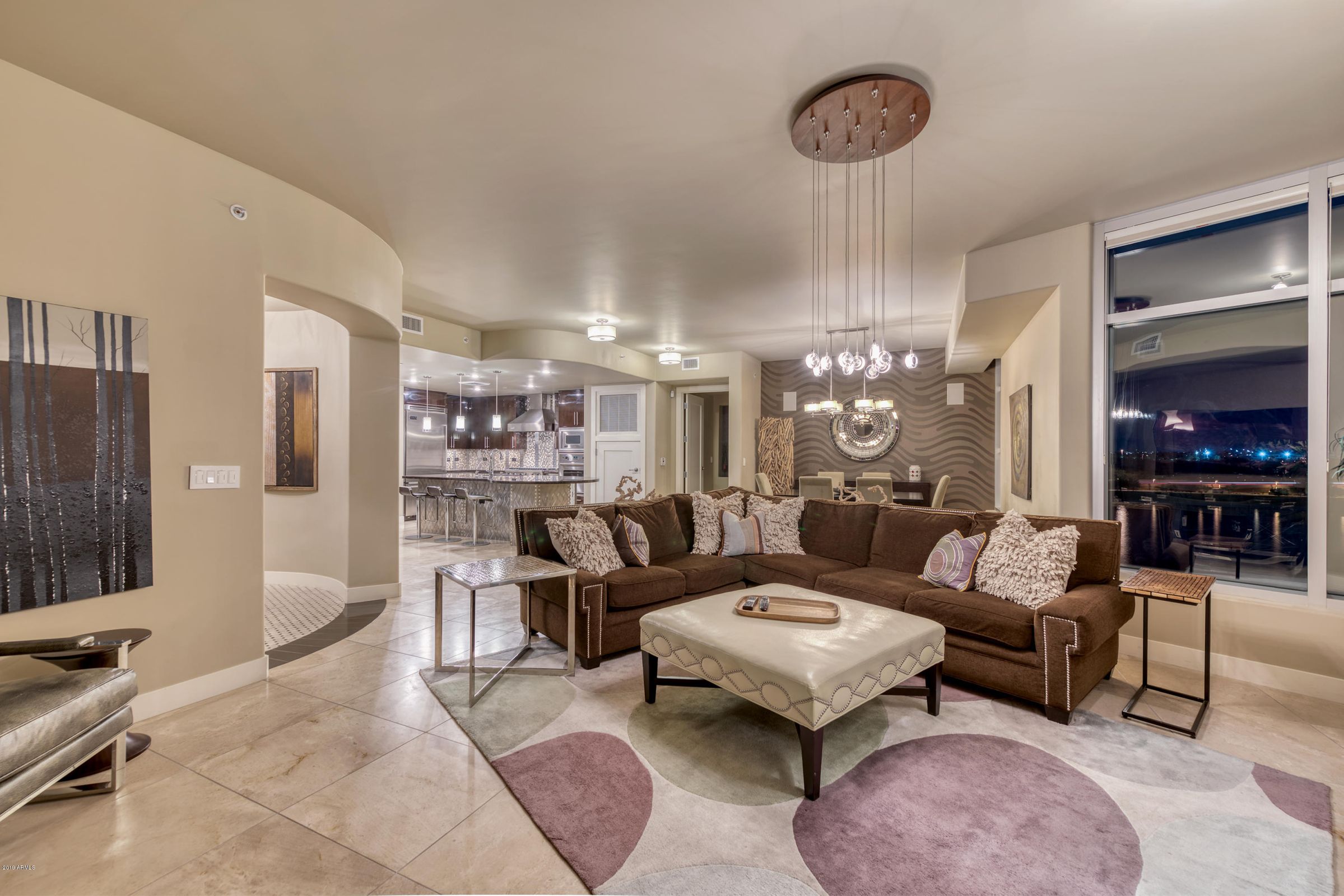 Modern open-concept living area inside a Bridgeview condo unit