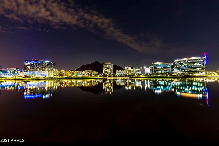 Panoramic mountain views from Bridgeview at night