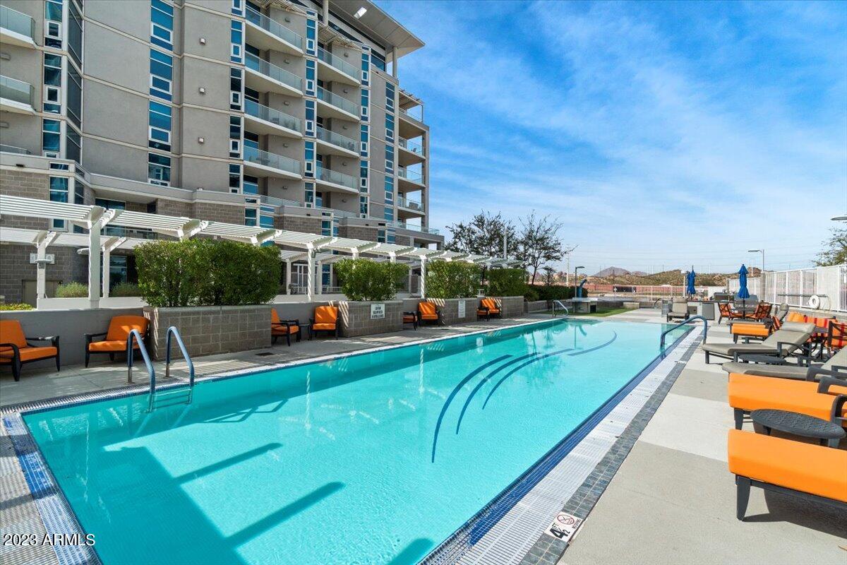 Olympic-sized heated lap pool at Bridgeview Condominiums